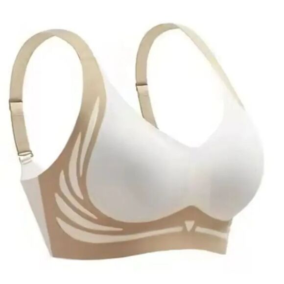 Seamless White and Tan Push Up Bra. No Underwires.  L.  PLEASE READ DESCRIPTION - Picture 2 of 4